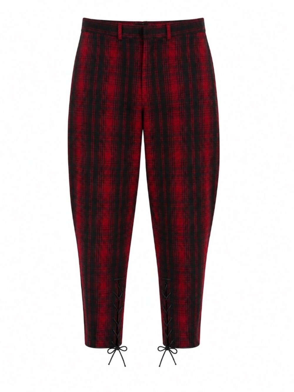 Vintage Woolrich Red & Black Plaid Wool Pants With Lace-Up Ankle Detail Regular
